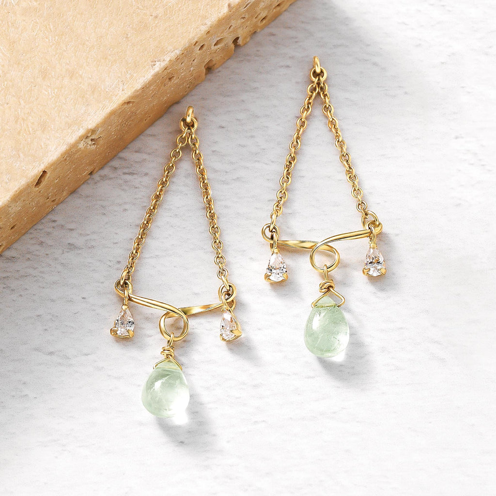Gold Filled Emerald Earrings - Product Image