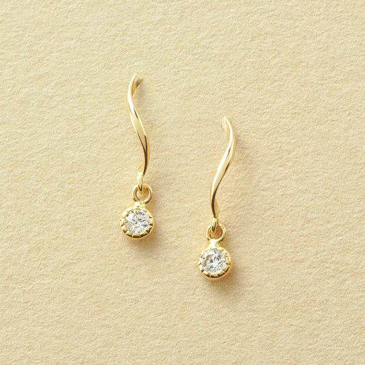 10K Twisted Line Swinging Earrings (Yellow Gold) - Product Image