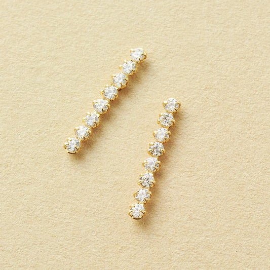 10K Vertical Line Stud Earrings (Yellow Gold) - Product Image