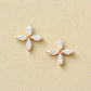 10K 4-Petal Flower Stud Earrings (Rose Gold) - Product Image