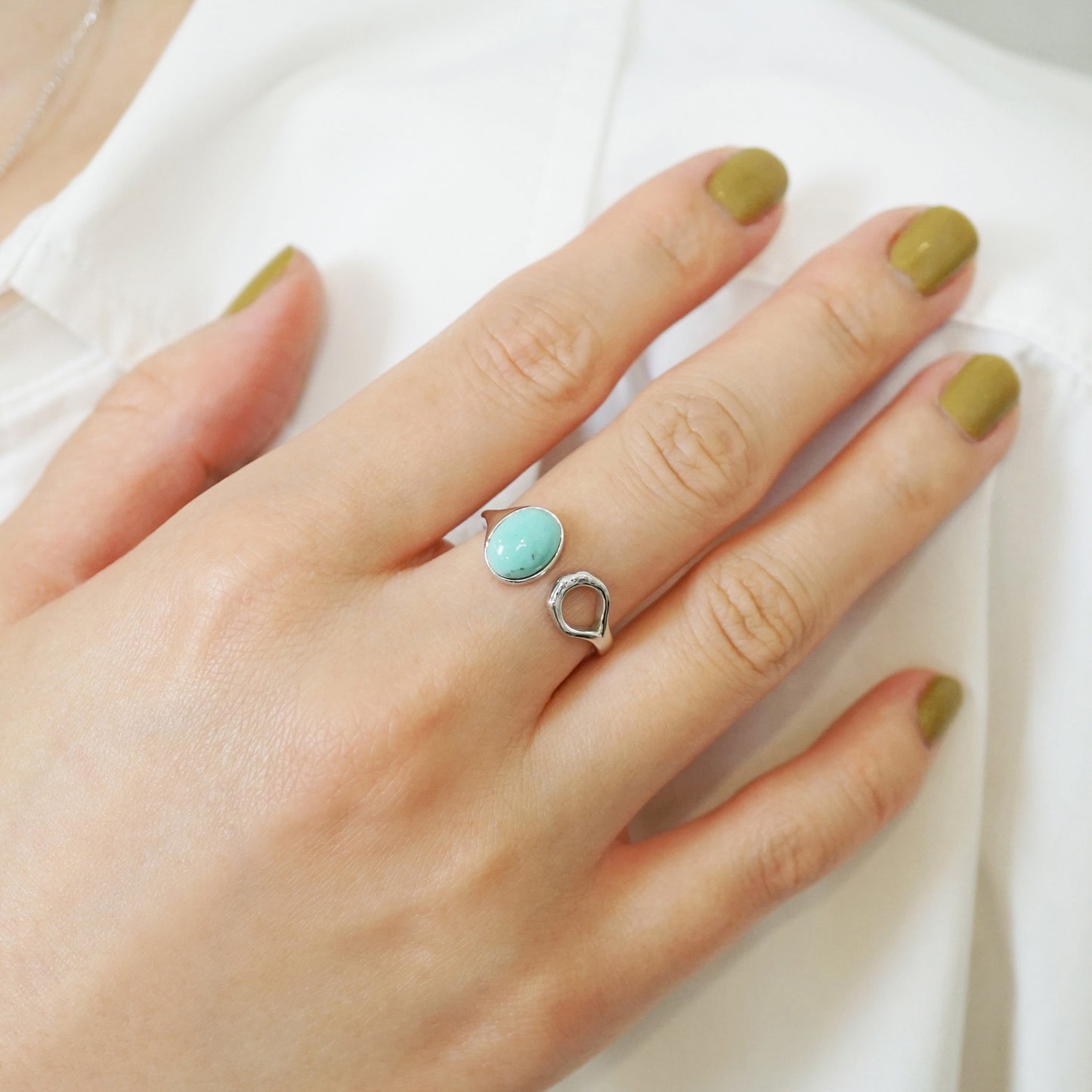 925 Sterling Silver Turquoise Ring - Model Image