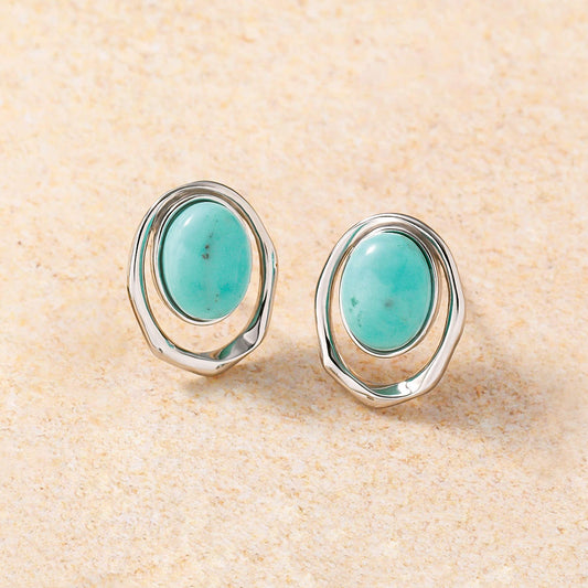 10K / 925 Sterling Silver Turquoise Earrings - Product Image
