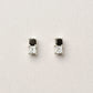 [Second Earrings] Platinum Onyx x White Topaz Earrings - Product Image