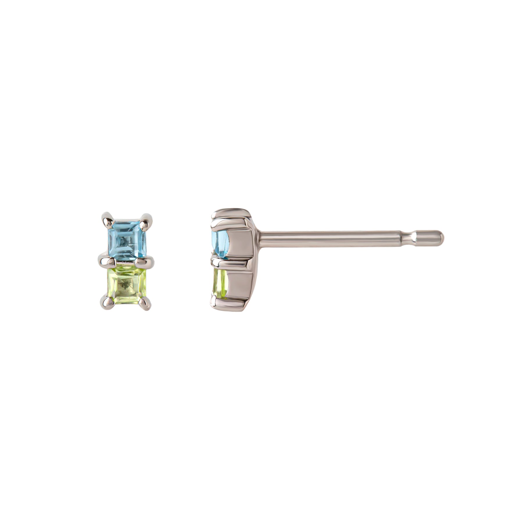 [Second Earrings] Platinum Blue Topaz x Peridot Earrings - Product Image