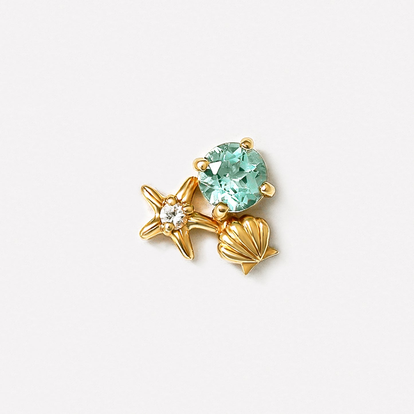 [Solo Earring] 18K/10K Shell Single Earring (Yellow Gold) - Product Image