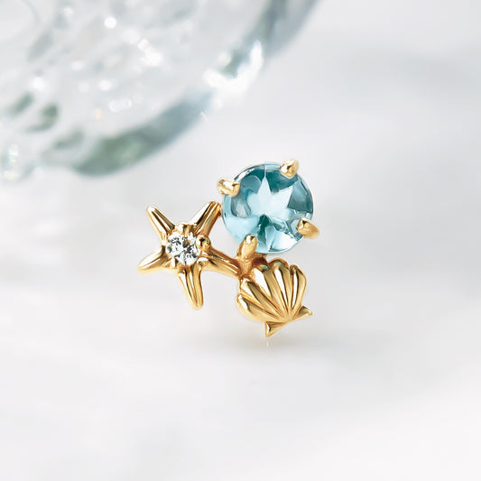 [Solo Earring] 18K/10K Coquille Single Earring (Yellow Gold) - Product Image