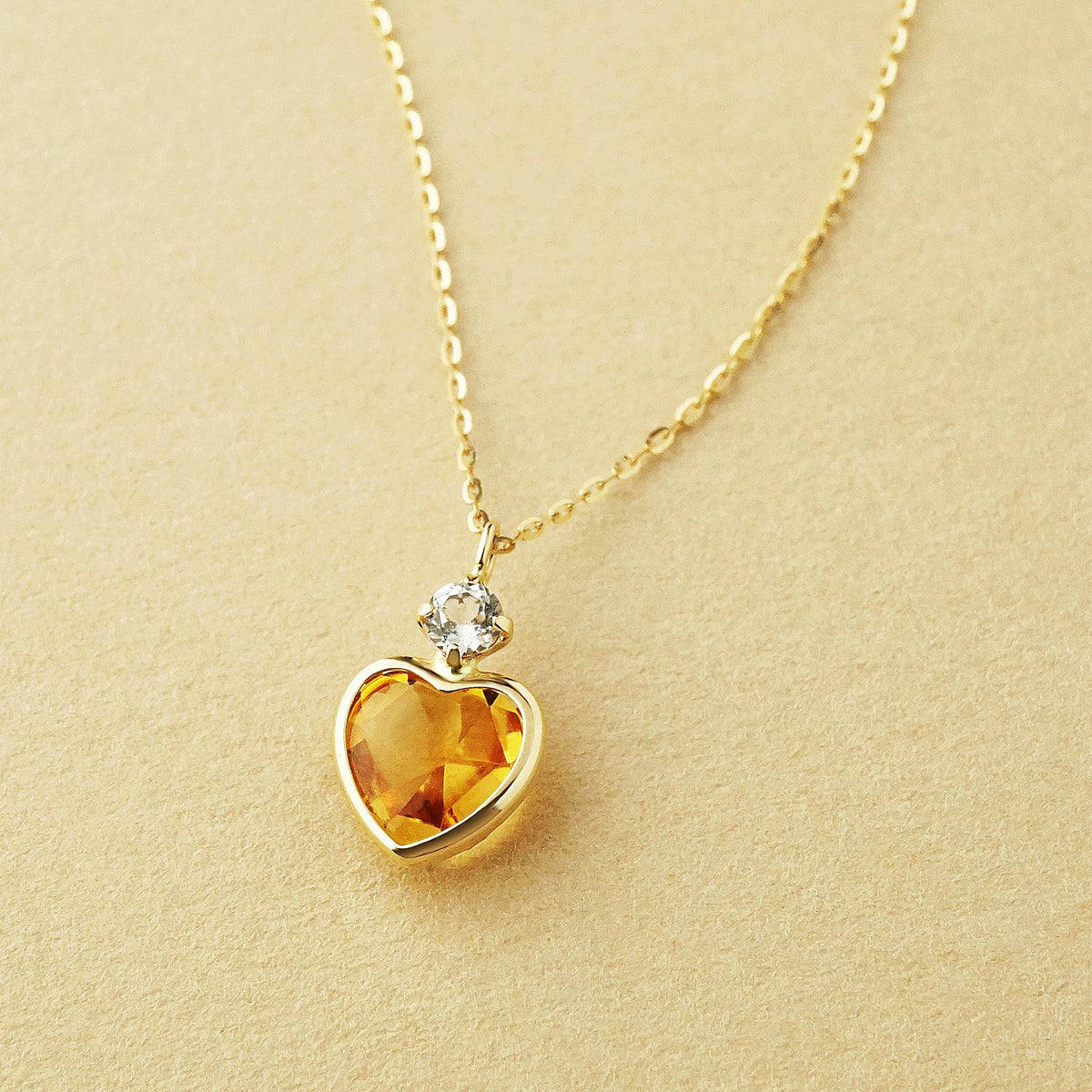 10K Citrine Heart Love Necklace (Yellow Gold) - Product Image