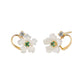 10K Shell Flower Emerald Stud Earrings (Yellow Gold) - Product Image