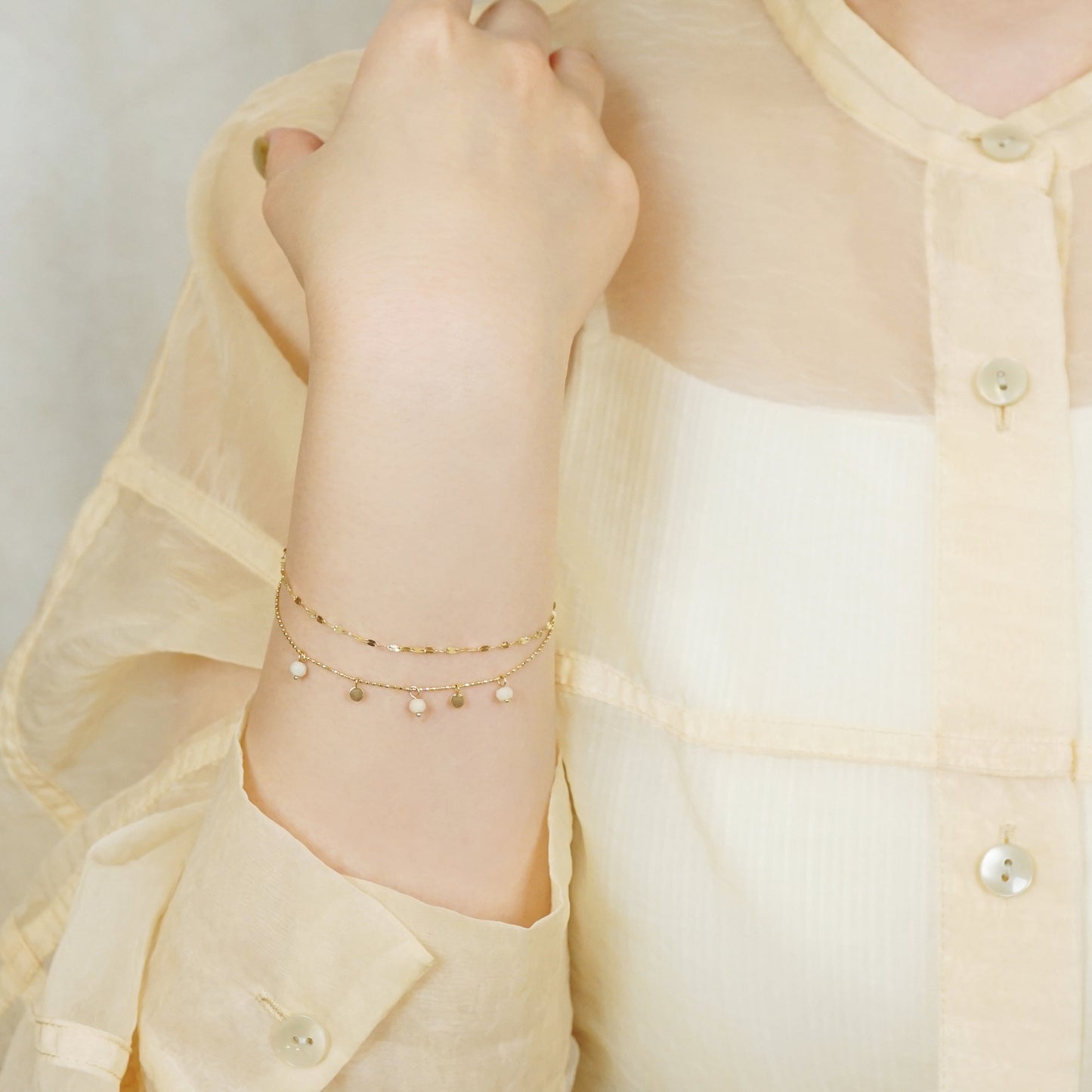 10K Yellow Gold Anklet & Bracelet [2WAY] - Model Image