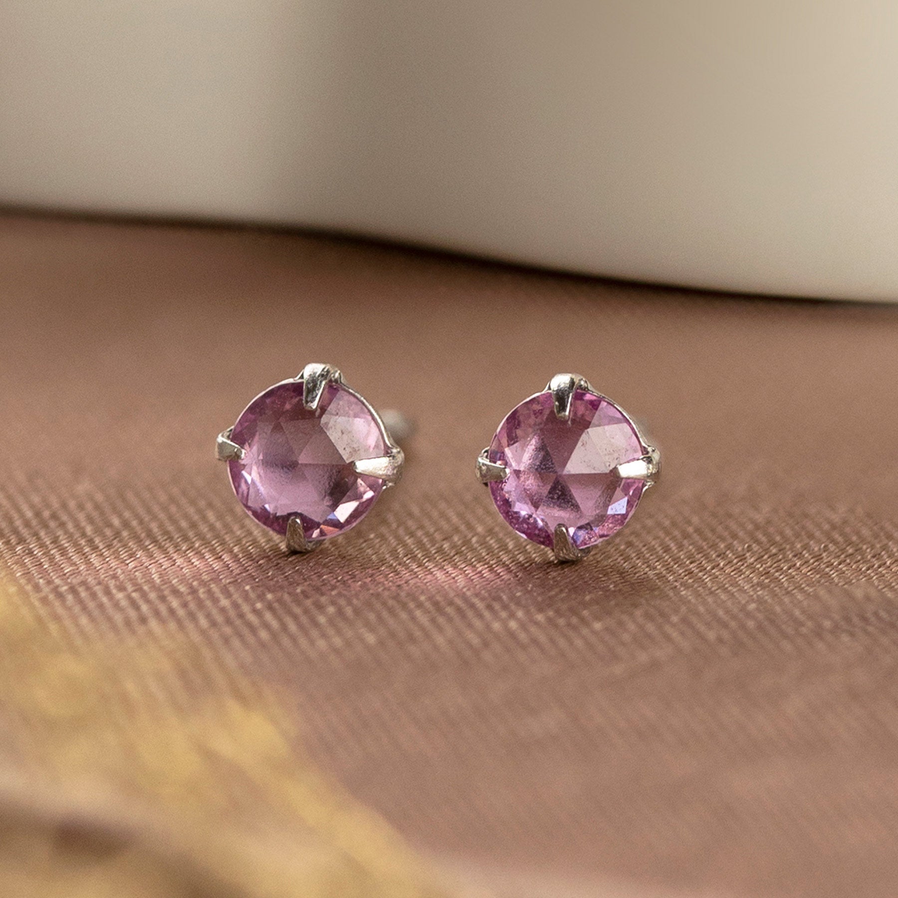 [Second Earrings] Platinum Pink Sapphire Earrings - Product Image
