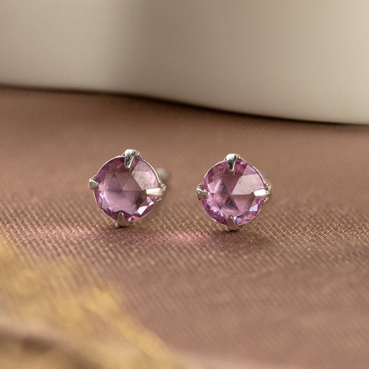 [Second Earrings] Platinum Pink Sapphire Earrings - Product Image
