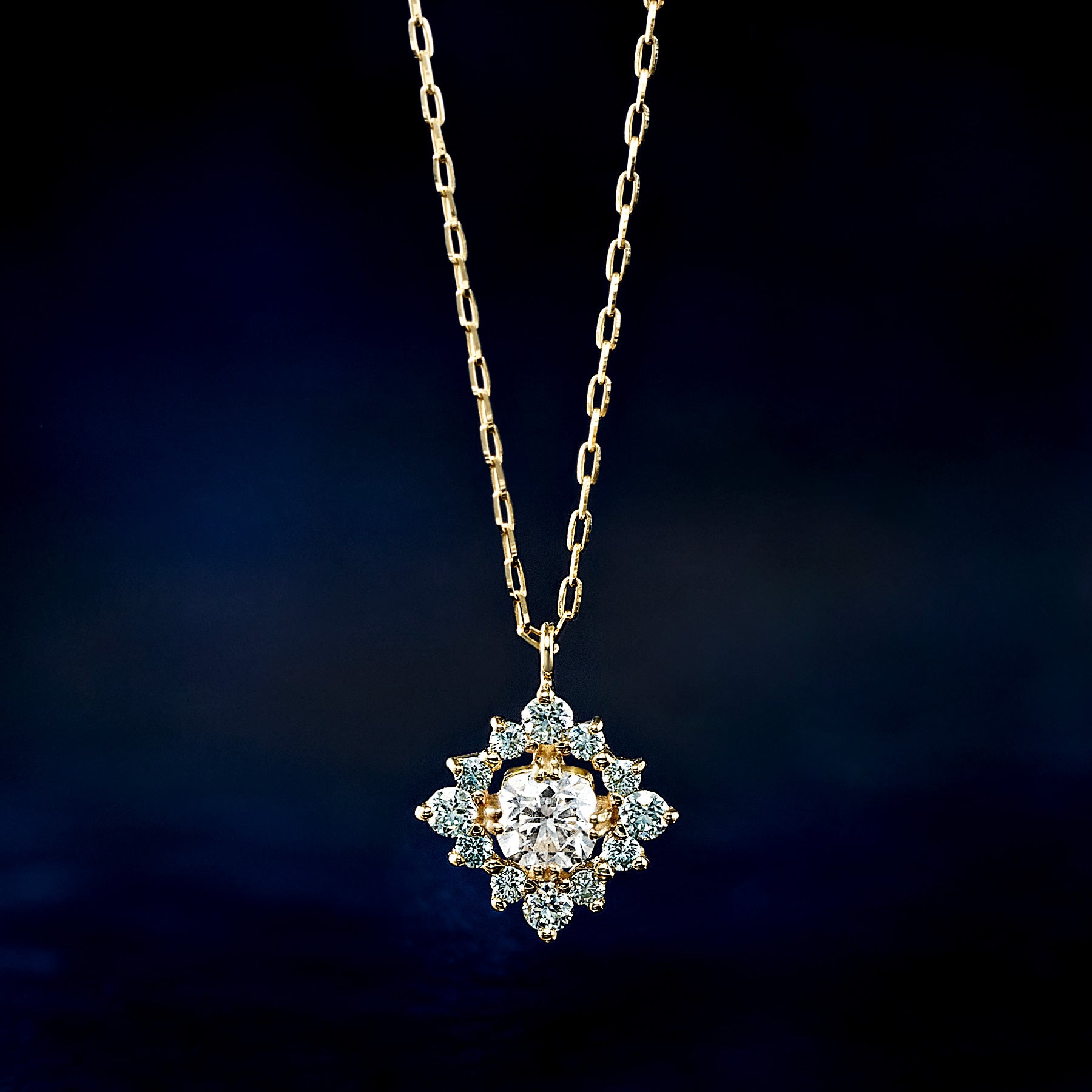 10K Moissanite Necklace [Birth of the Galaxy] (Yellow Gold) - Product Image