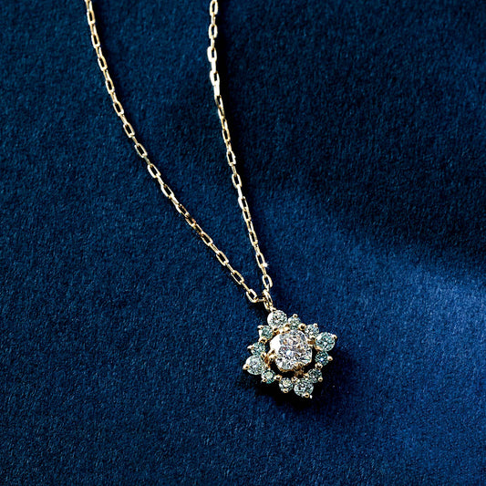 10K Moissanite Necklace [Birth of the Galaxy] (Yellow Gold) - Product Image