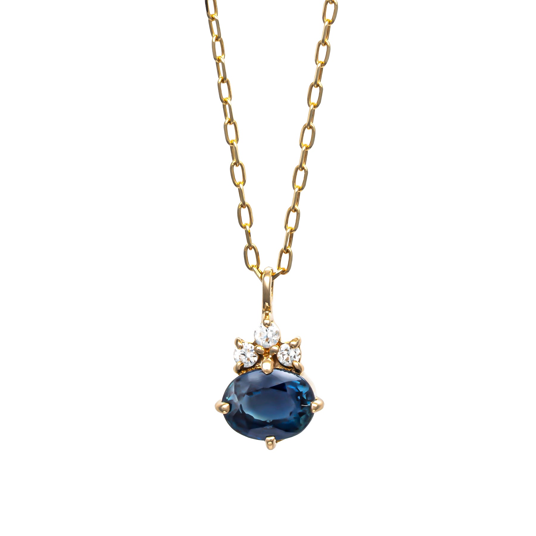 10K Sapphire Oval Necklace (Yellow Gold) - Product Image