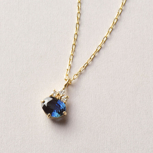 10K Sapphire Oval Necklace (Yellow Gold) - Product Image