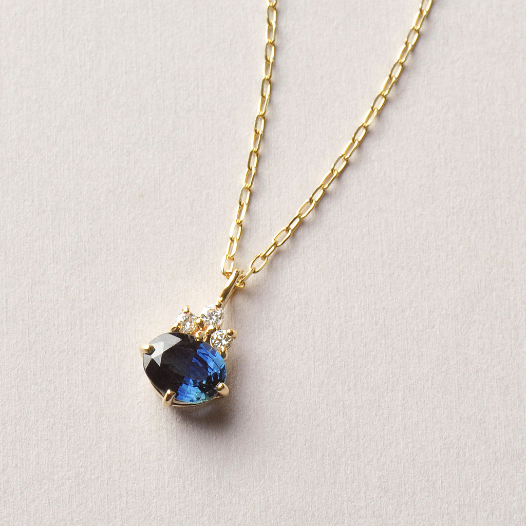 10K Sapphire Oval Necklace (Yellow Gold) - Product Image