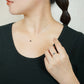 10K Sapphire Oval Necklace (Yellow Gold) - Model Image