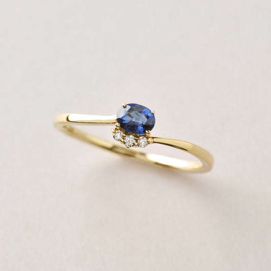 10K Sapphire Oval Ring (Yellow Gold) - Product Image