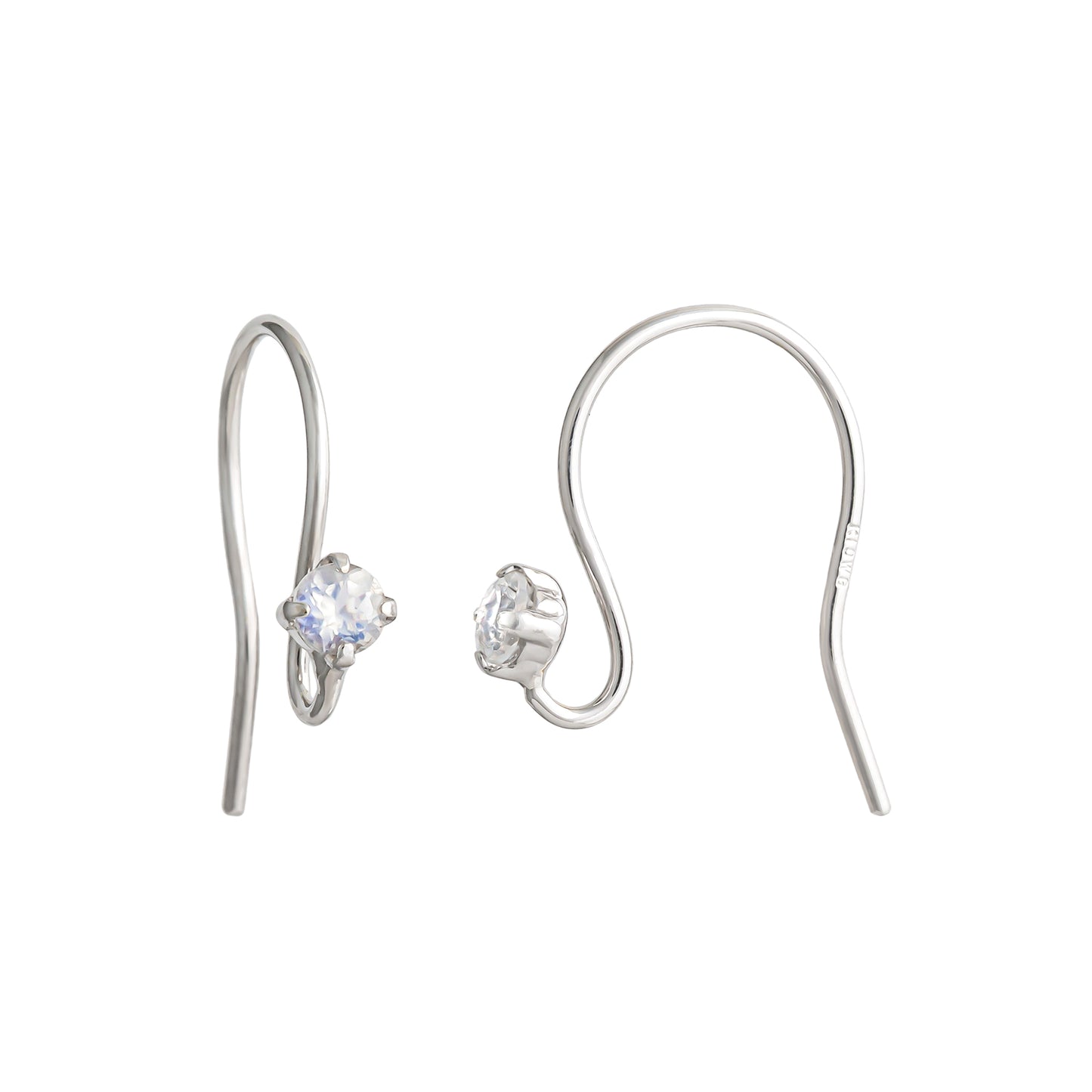 [Palette] 10K Blue Moonstone Wire Base Earrings (White Gold) - Product Image