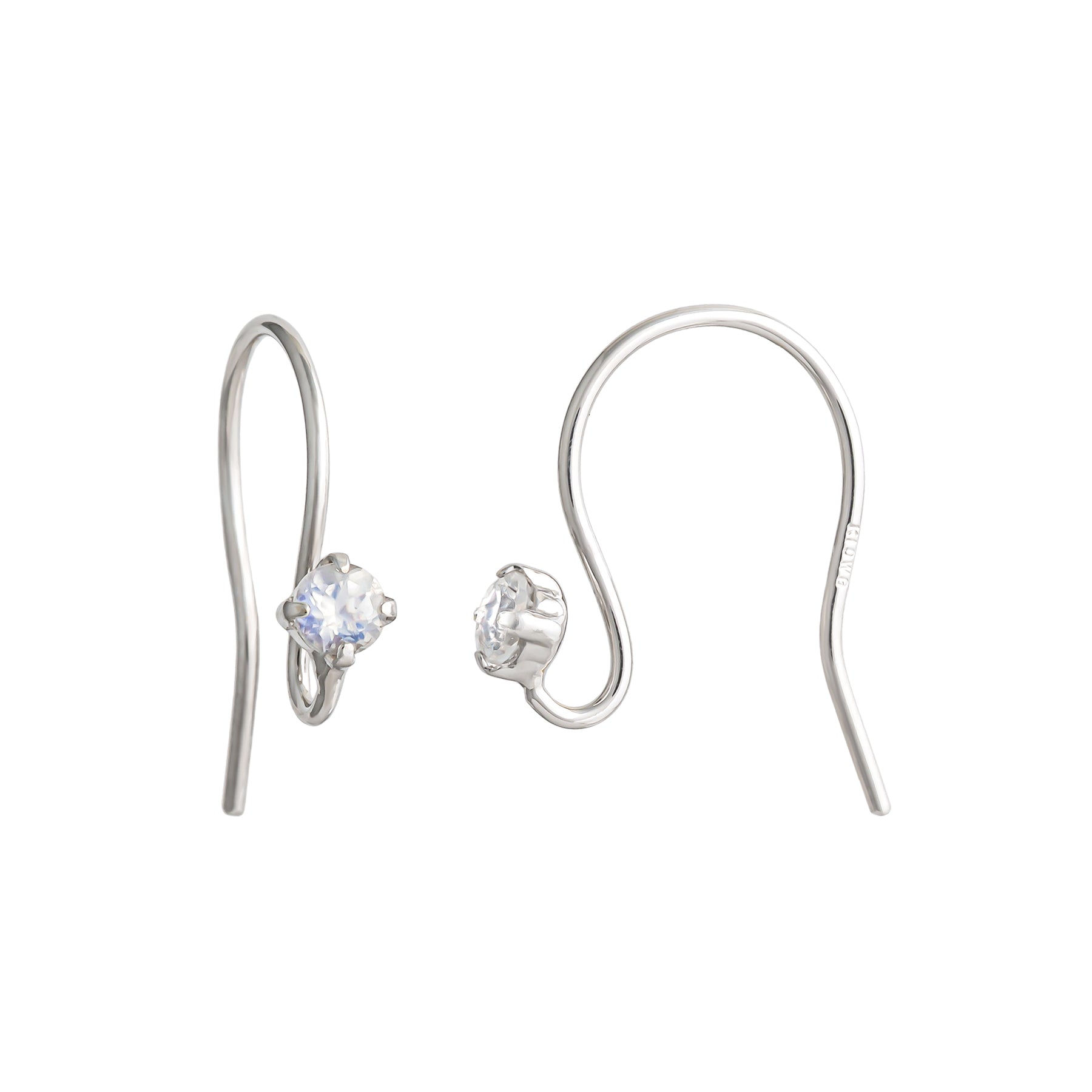 [Palette] 10K Blue Moonstone Wire Base Earrings (White Gold) - Product Image