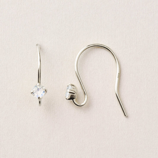 [Palette] 10K Blue Moonstone Wire Base Earrings (White Gold) - Product Image
