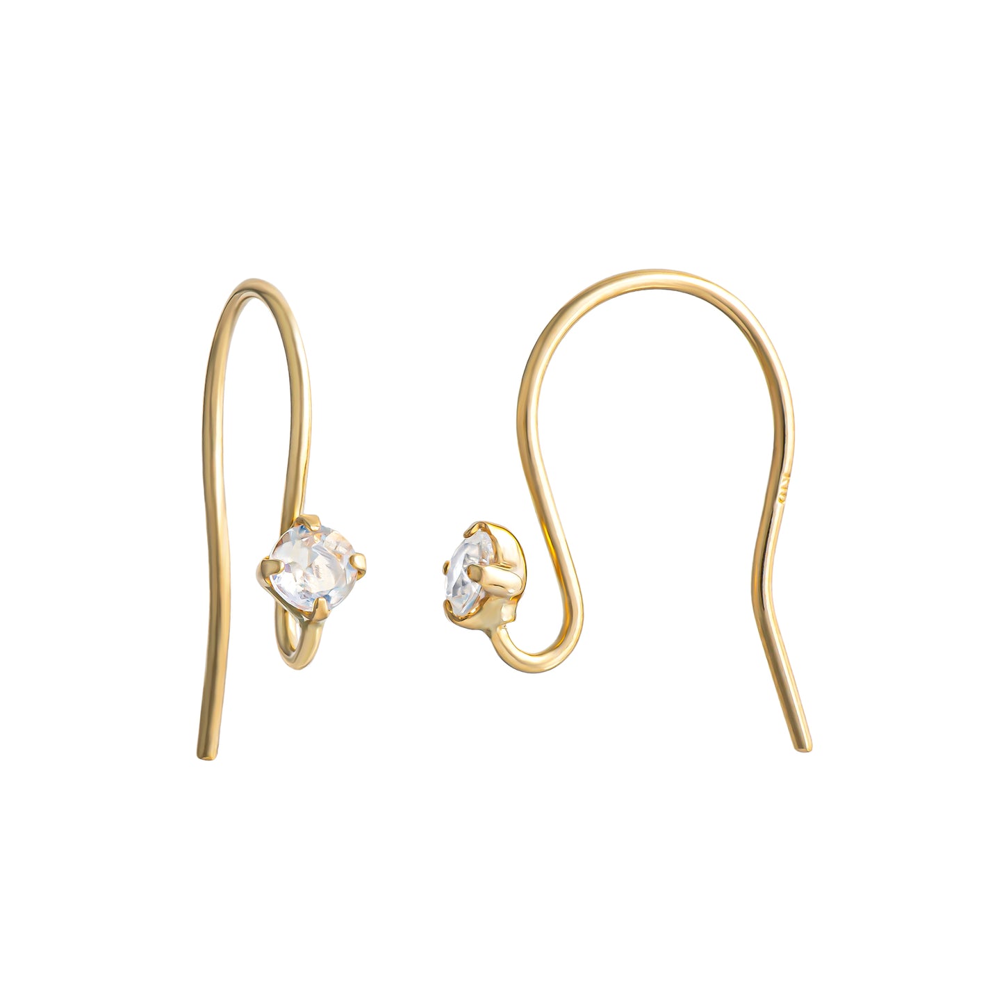 [Palette] 10K Blue Moonstone Wire Base Earrings (Yellow Gold) - Product Image