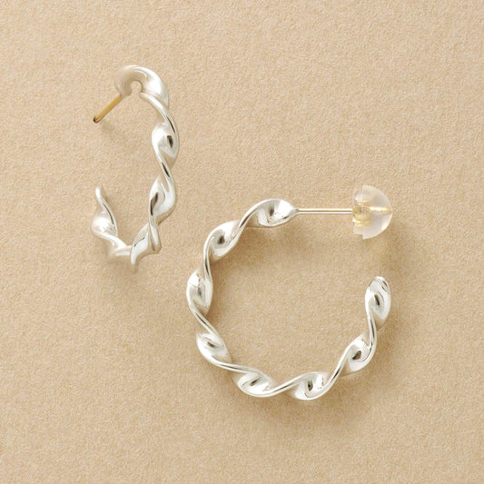 925 Sterling Silver / 10K Yellow Gold Twist Hoop Earrings - Product Image