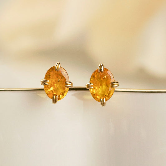[Second Earrings] 18K Spessartite Garnet Earrings (Yellow Gold) - Product Image