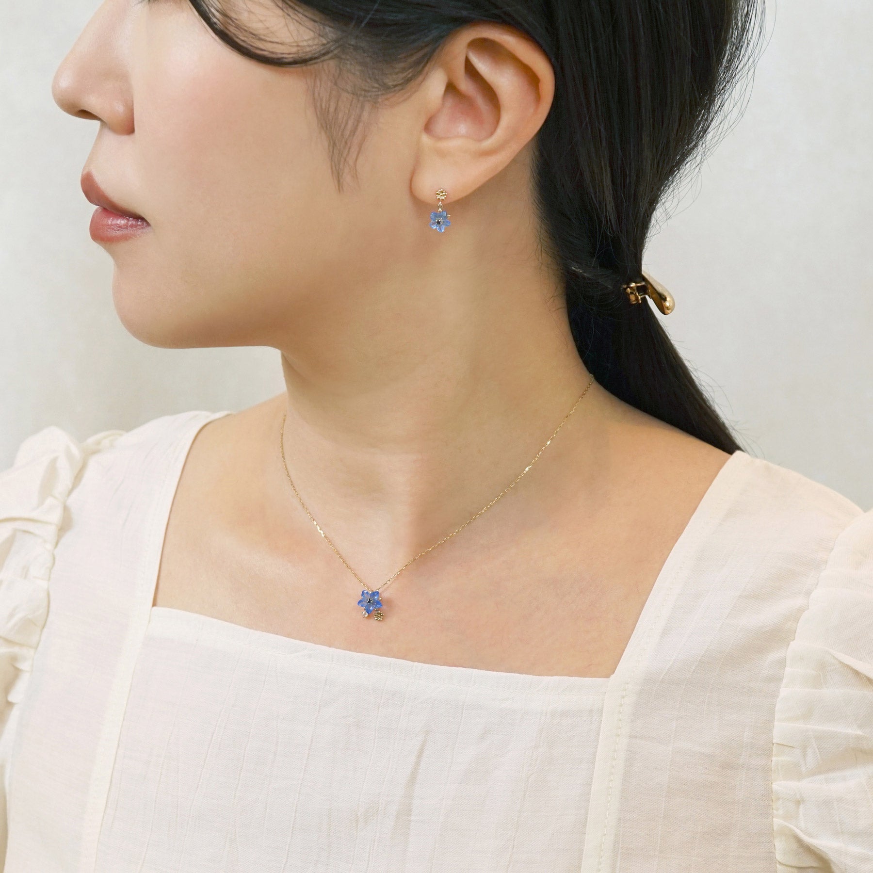 Birth Flower Jewelry] September - Gentian Necklace (10K Yellow