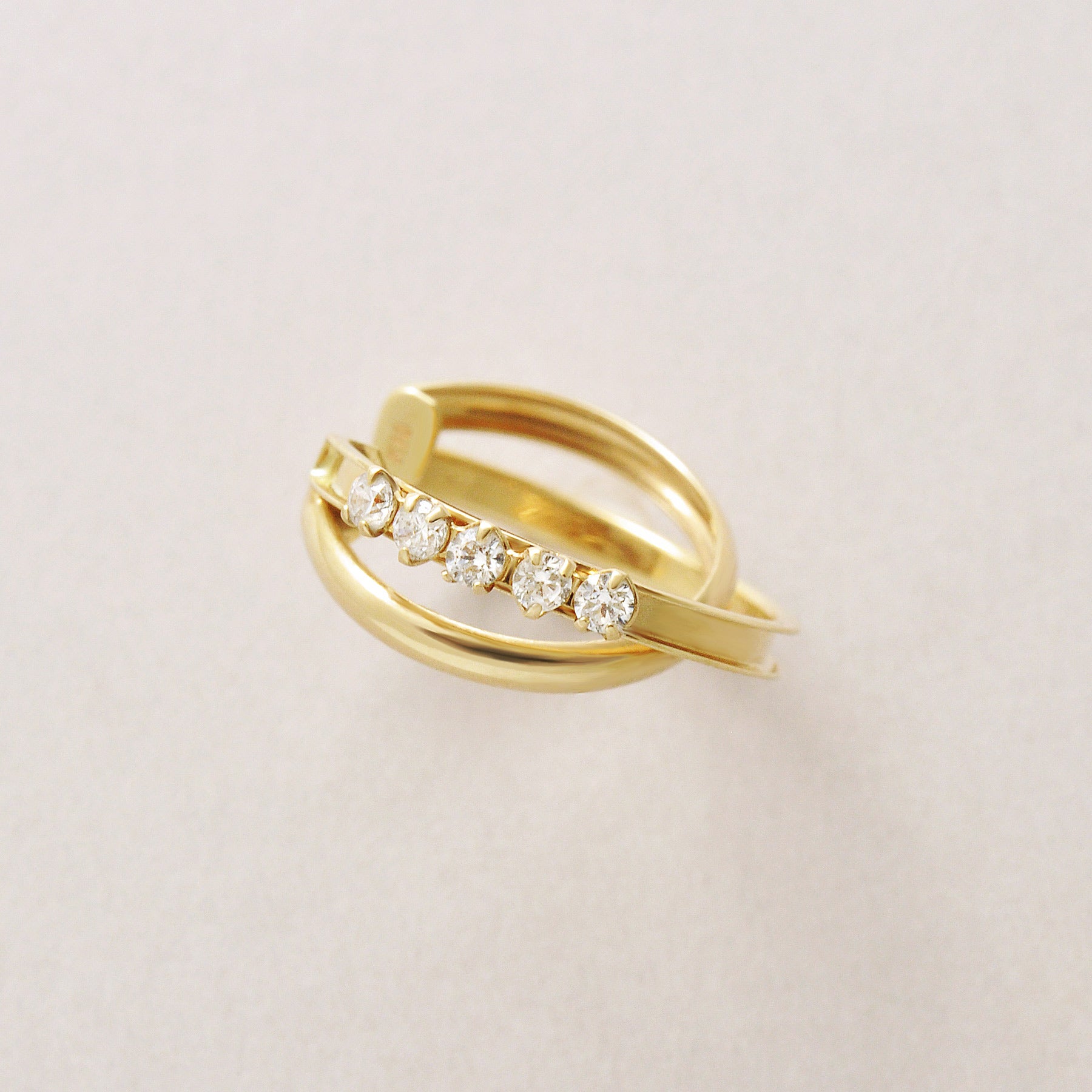 10K Crossed Line Ear Cuff (Yellow Gold) - Product Image