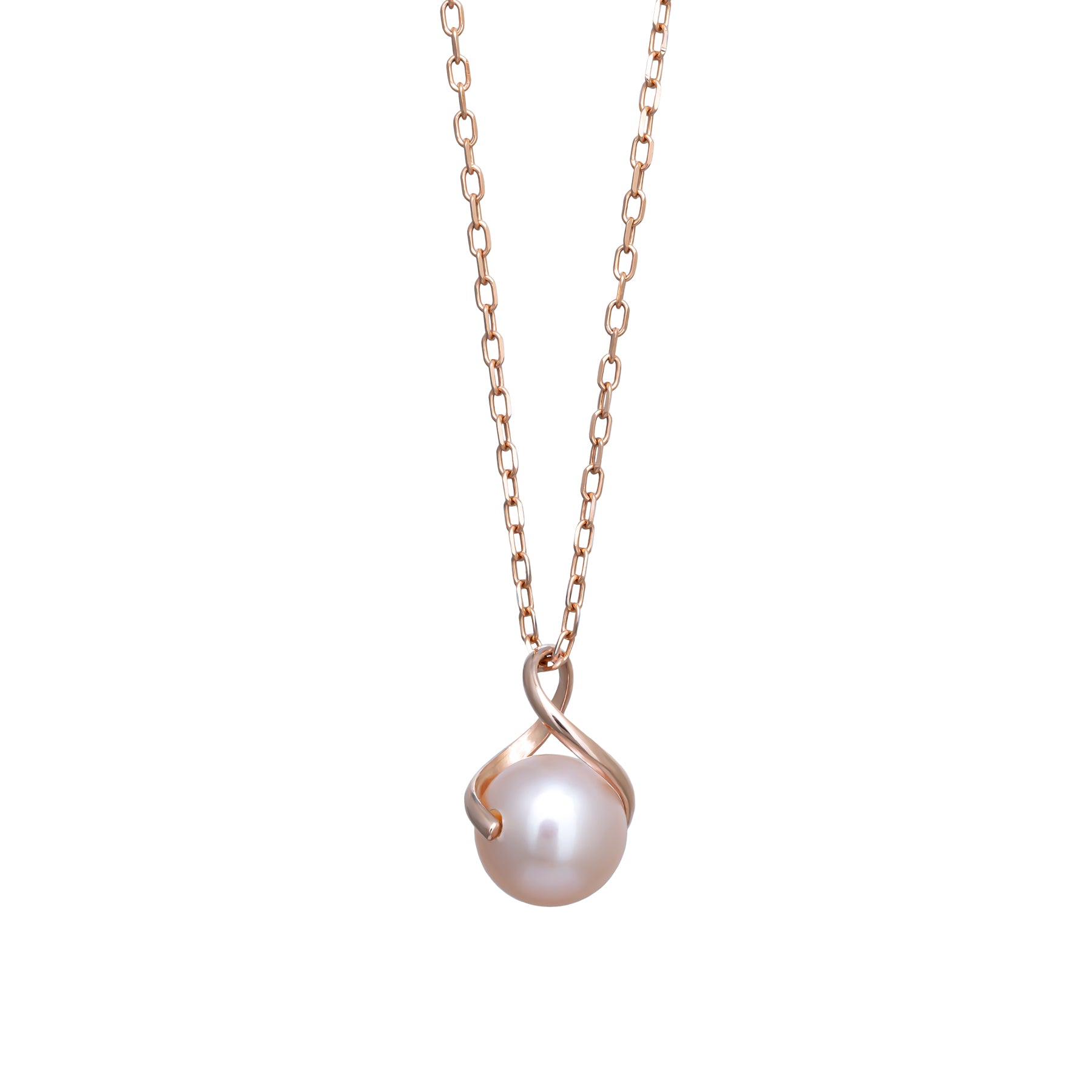 10K Freshwater Pearl Infinity Necklace (Rose Gold) - Product Image
