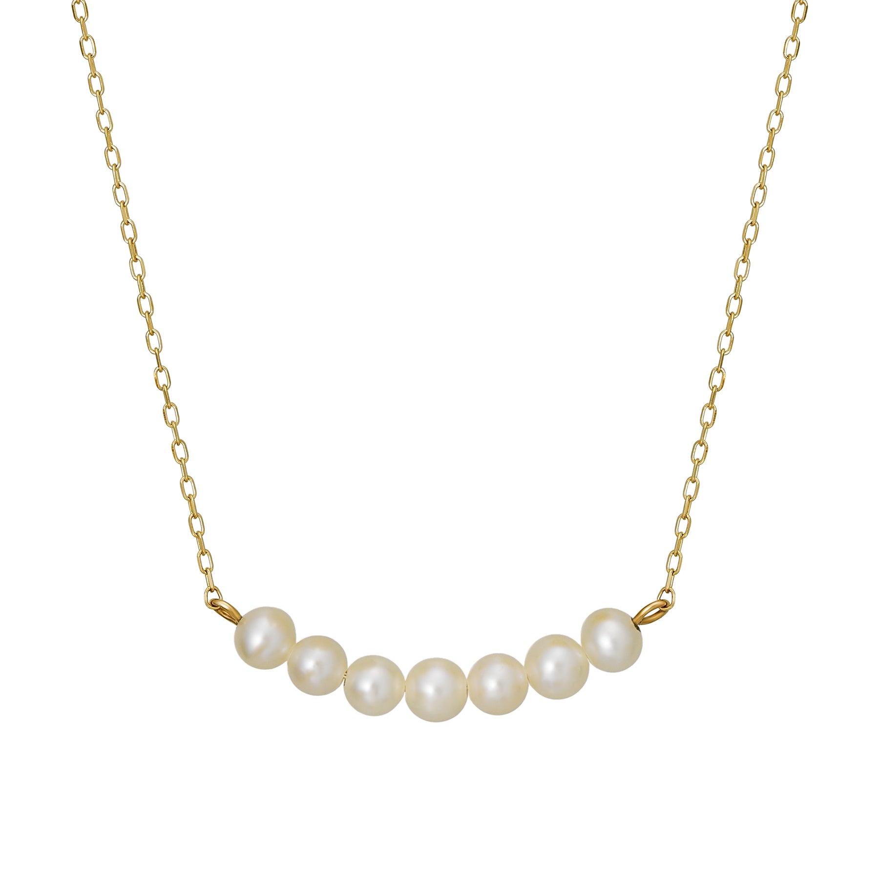 10K Freshwater Pearl Arch Necklace (Yellow Gold) - Product Image
