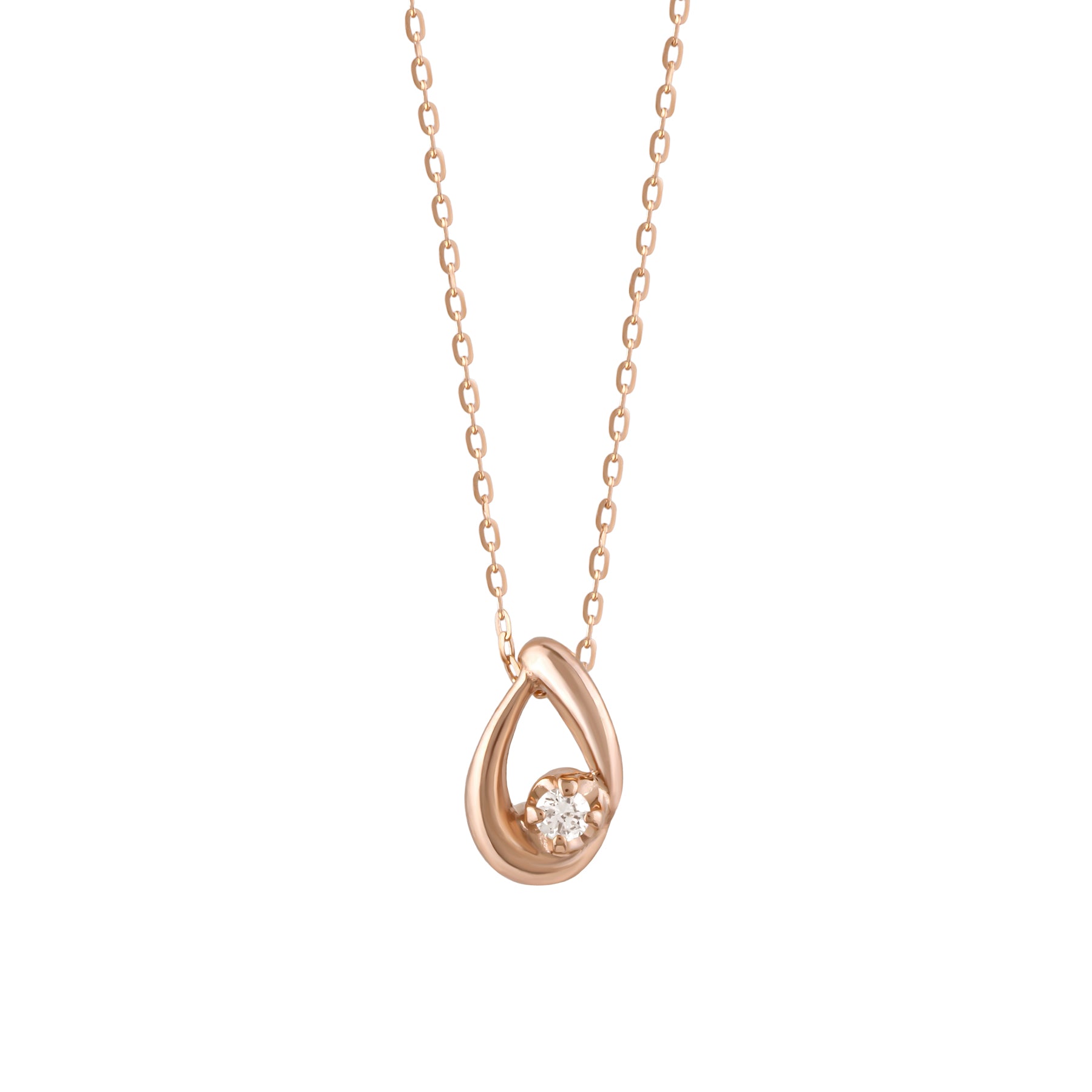 [WEB Exclusive] 10K Diamond Dew Drop Necklace (Rose Gold) - Product Image