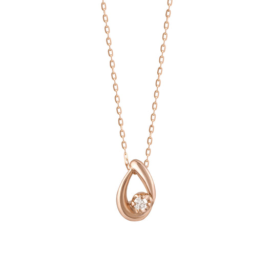 [WEB Exclusive] 10K Diamond Dew Drop Necklace (Rose Gold) - Product Image