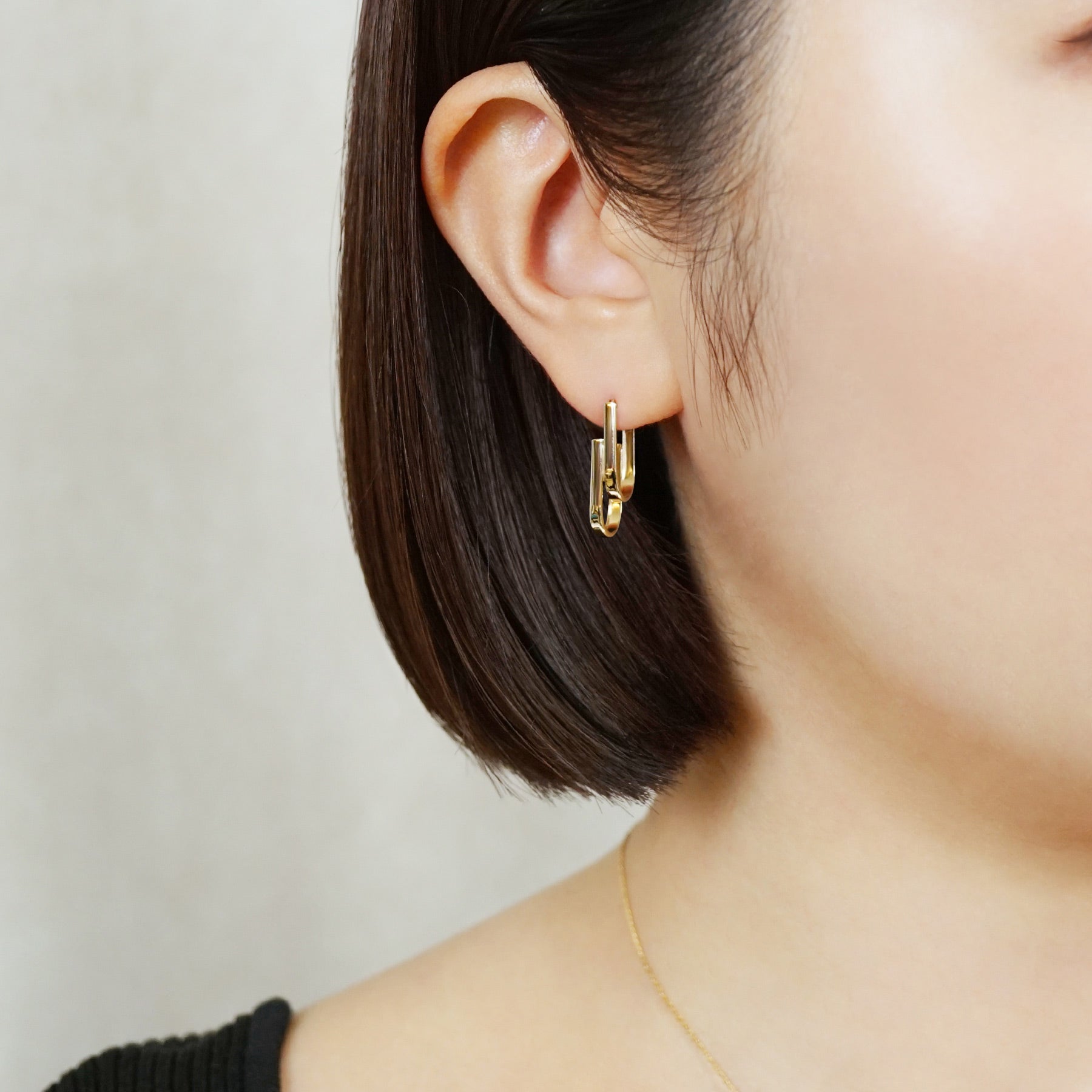 18K/10K Double U-line Hoop Earrings (Yellow Gold) – TAKE-UP Jewelry