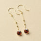 [WEB Exclusive] 10K Garnet Circle Swinging Earrings (Yellow Gold) - Product Image