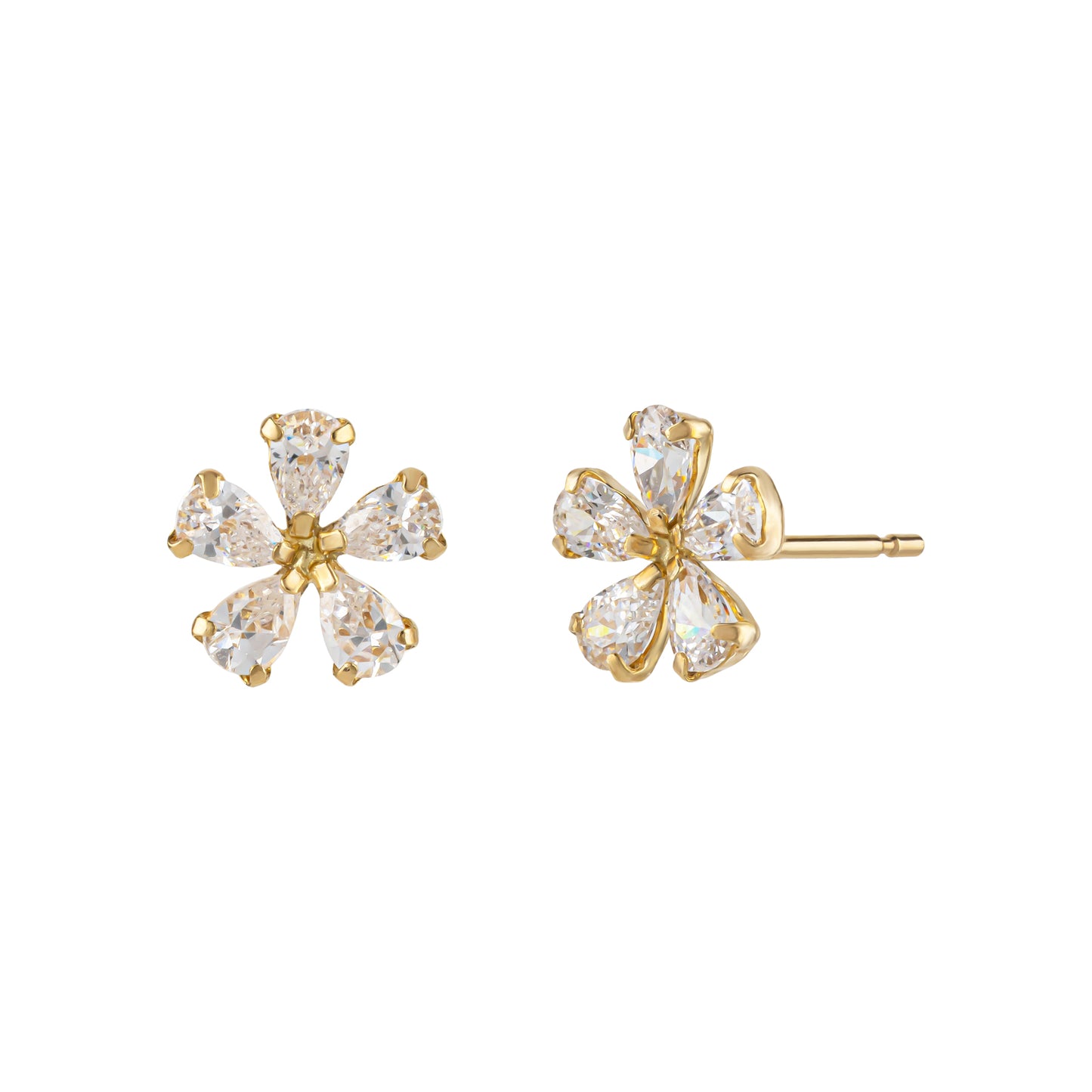 [WEB Exclusive] 10K Cubic Zirconia Flower Earrings (Yellow Gold) - Product Image