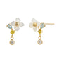 [WEB Exclusive] 10K White Shell Floral Earrings (Yellow Gold) - Product Image