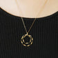 10K Twisted Ribbon Double Circle Necklace (Yellow Gold) - Model Image