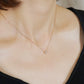 10K Diamond Milgrain Flower Necklace (Rose Gold) - Model Image