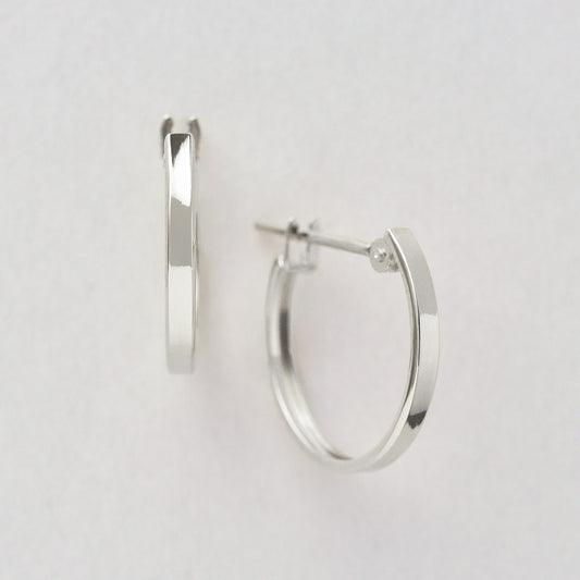 14K/10K Simple Hoop Earrings (White Gold) - Product Image