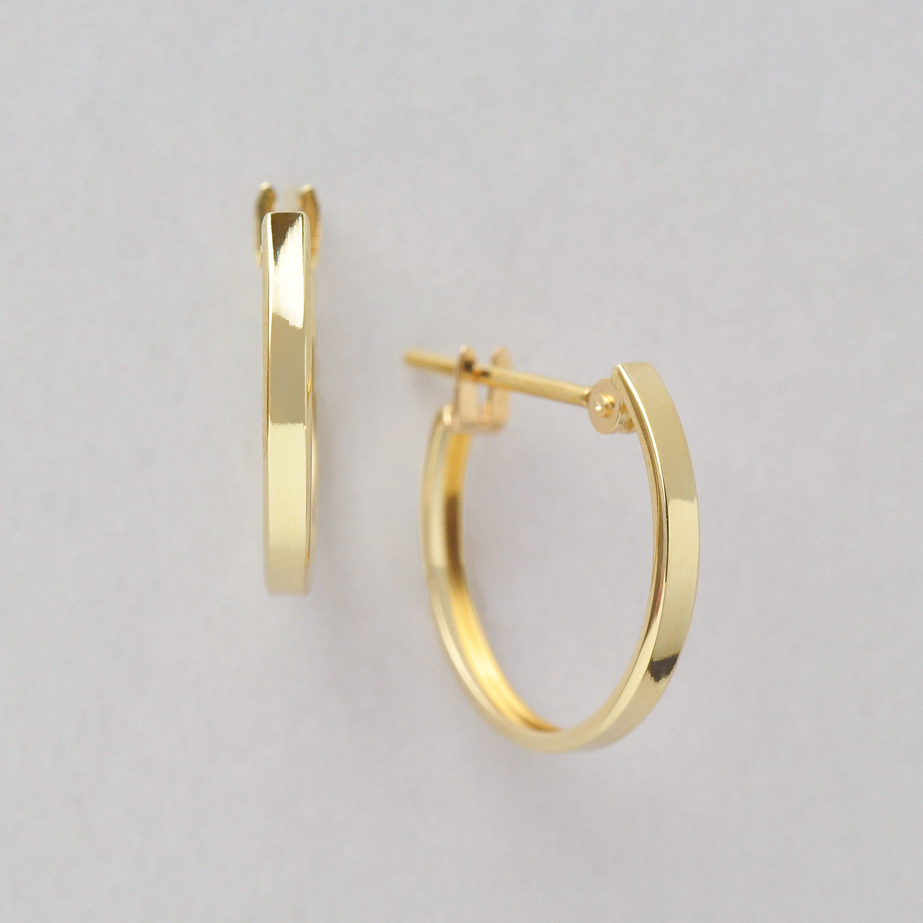 18K/10K Simple Hoop Earrings (Yellow Gold) - Product Image