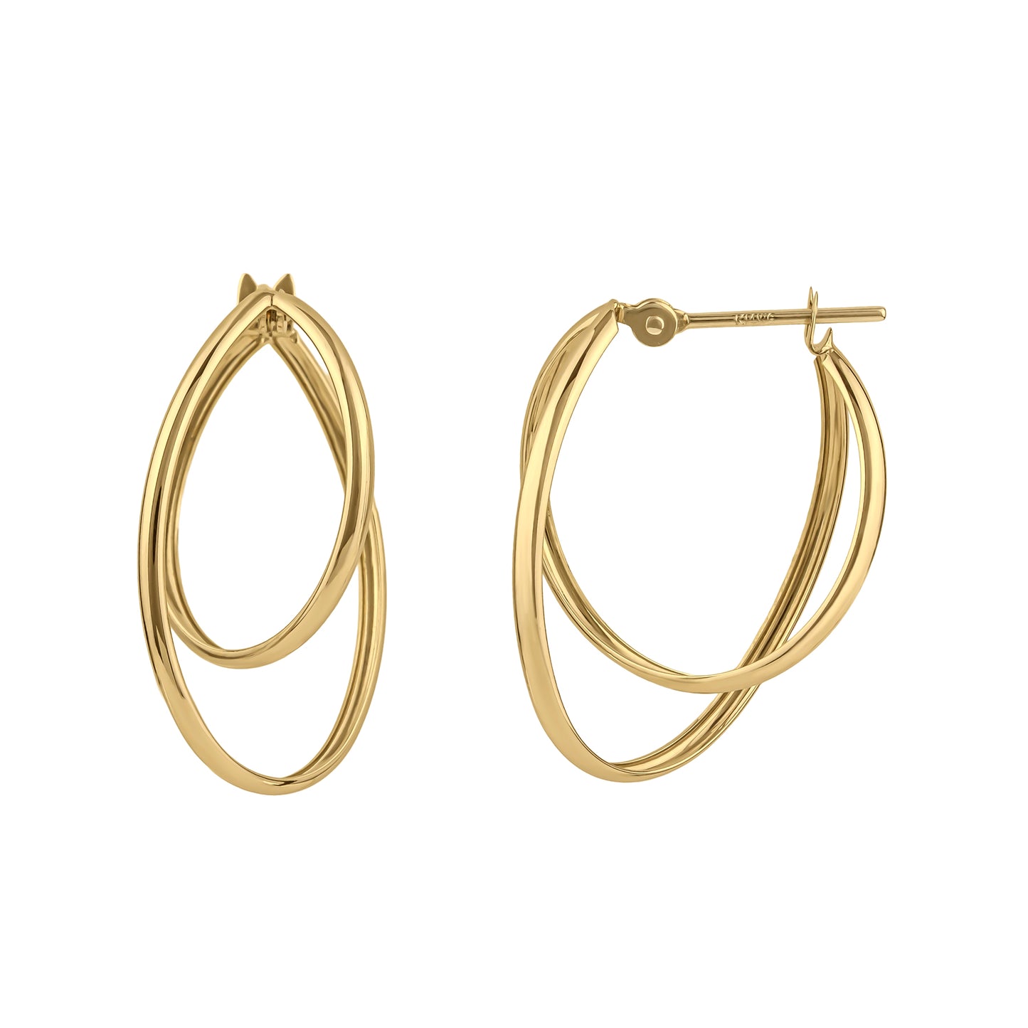18K/10K Thin Line Double Hoop Earrings (Yellow Gold) - Product Image