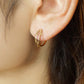 10K Mixed Cut Double Clip-On Hoop Earrings (Yellow Gold) - Model Image
