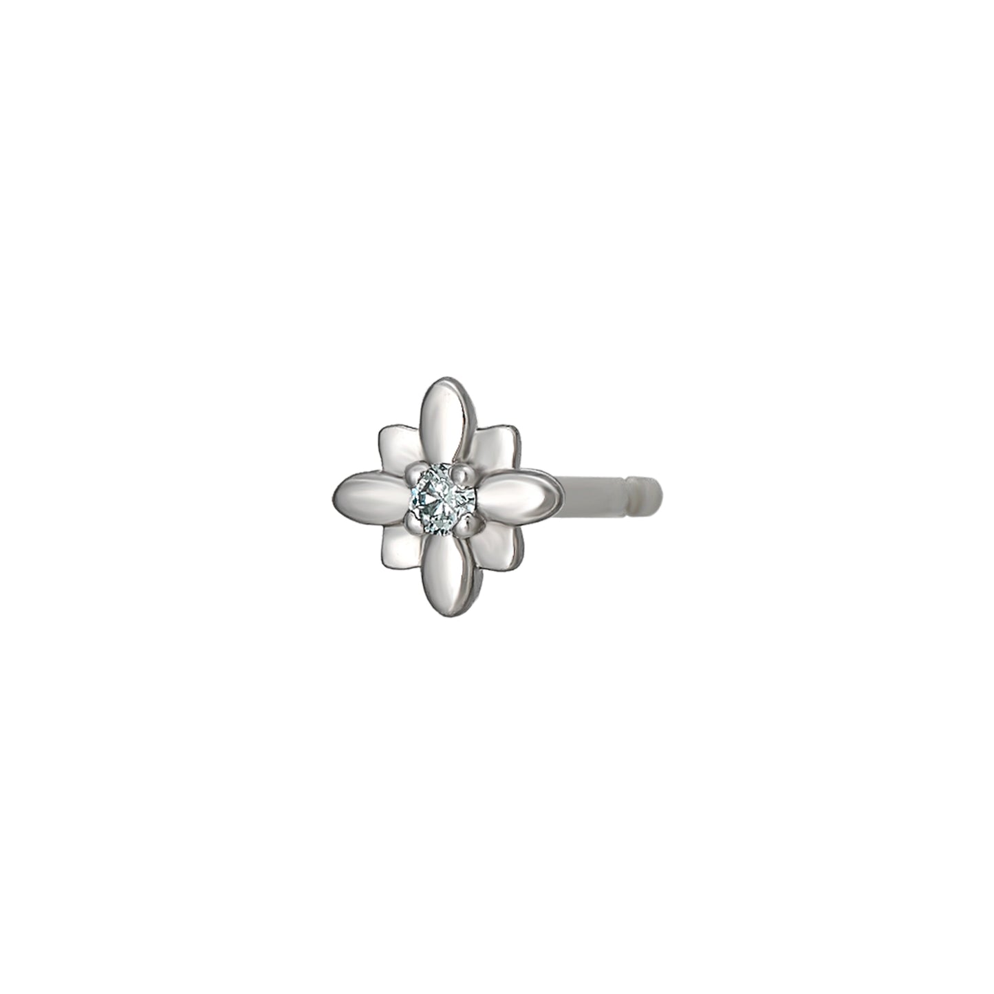 [Solo Earring] [Second Earrings] Platinum Ice Blue Diamond Flower Single Earring - Product Image