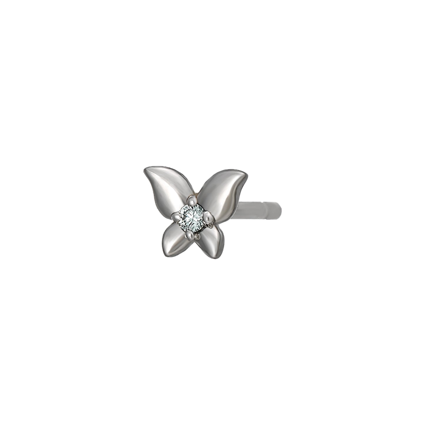 [Solo Earring] [Second Earrings] Platinum Ice Blue Diamond Butterfly Single Earring - Product Image