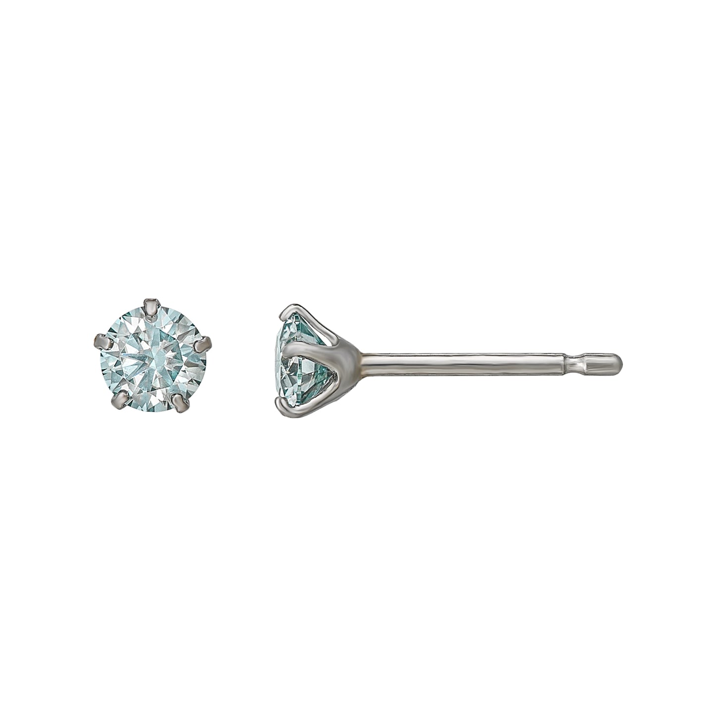 [Second Earrings] Platinum Blue Moissanite Earrings - Product Image