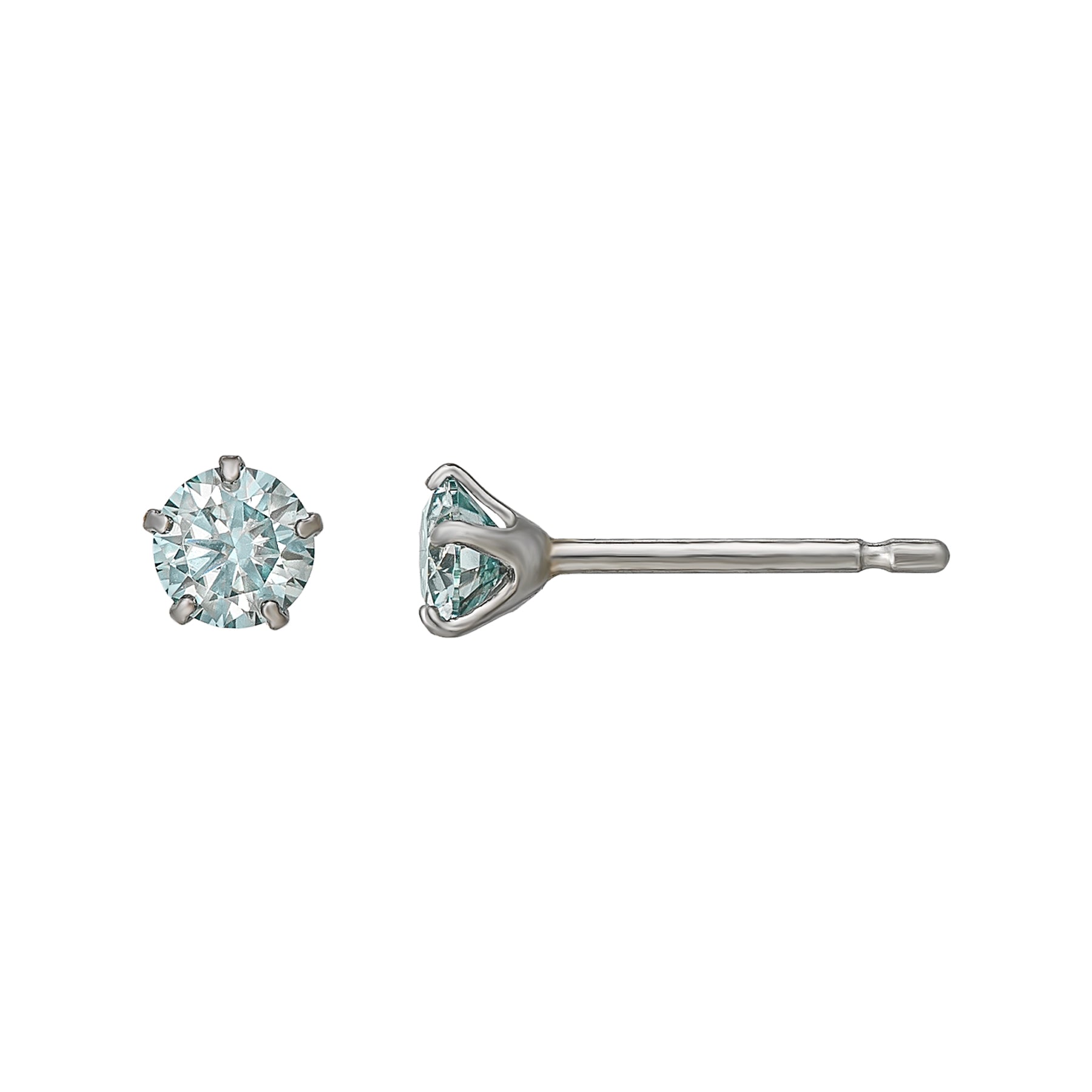 [Second Earrings] Platinum Blue Moissanite Earrings - Product Image