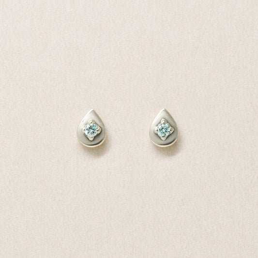 [Second Earrings] Platinum Ice Blue Diamond Dew Drop Earrings - Product Image