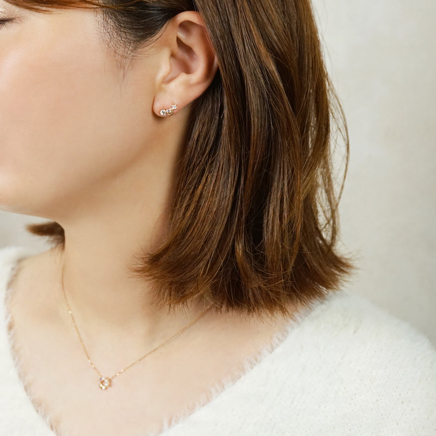 18K/10K Blue Topaz Earrings [Moonlight] (Yellow Gold) - Model Image